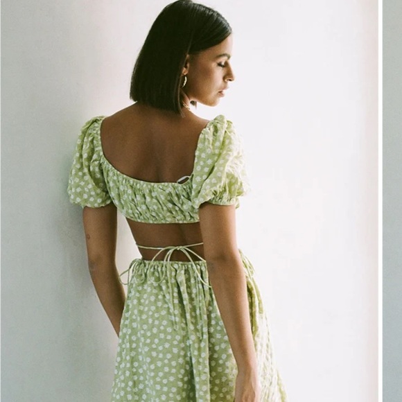 Sabo Skirt Dresses & Skirts - Sabo Skirt Green Siana Floral Puff Sleeve Dress
